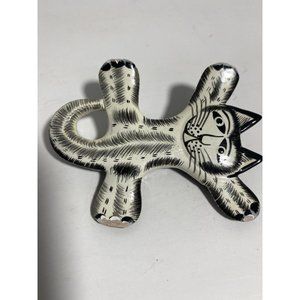 Black White Striped Plastic Cat Lapel Pin Has Flaws, Please See All Pics
